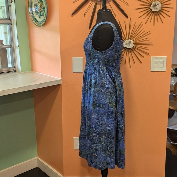 Wind River M Batik Sundress Smocked Galaxy Blue Purple Hippie Midi Whimsigoth - Picture 4 of 12